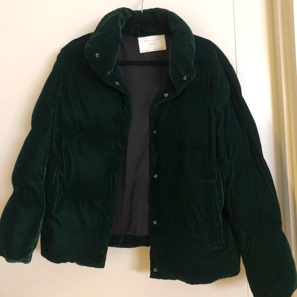 ZARA Velvet Puffer Coat